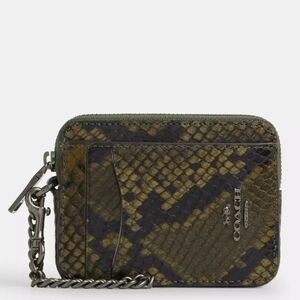 Coach Olive and Black Snake Print Card Holder